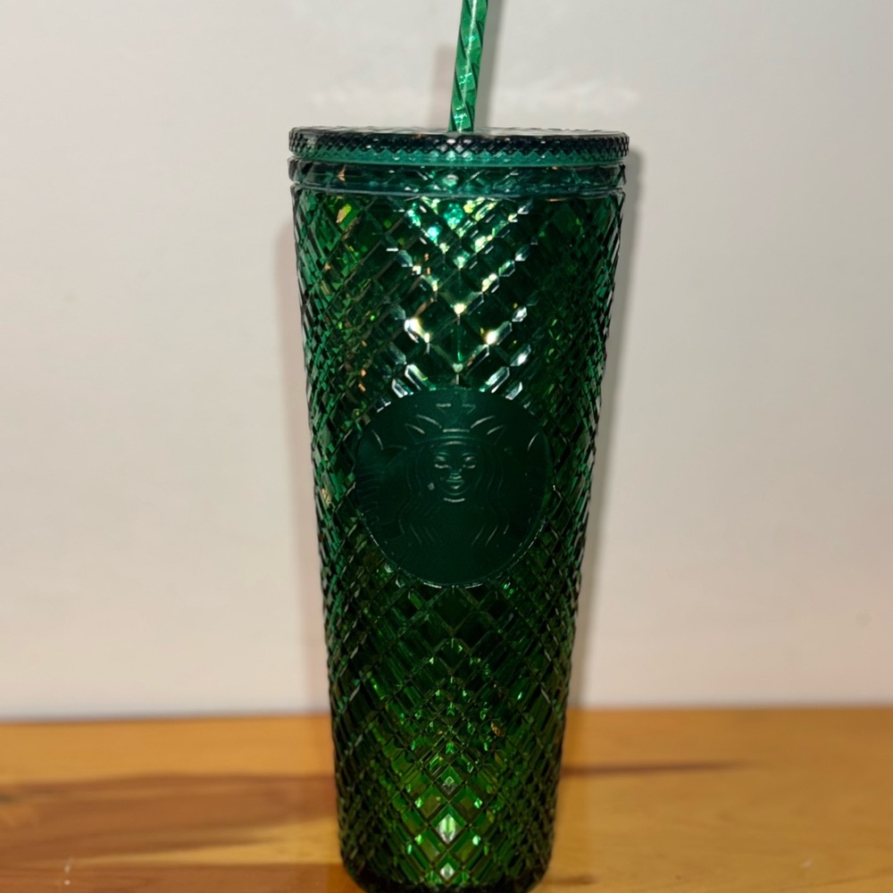 Starbucks Deep Green Textured Tumbler with Straw